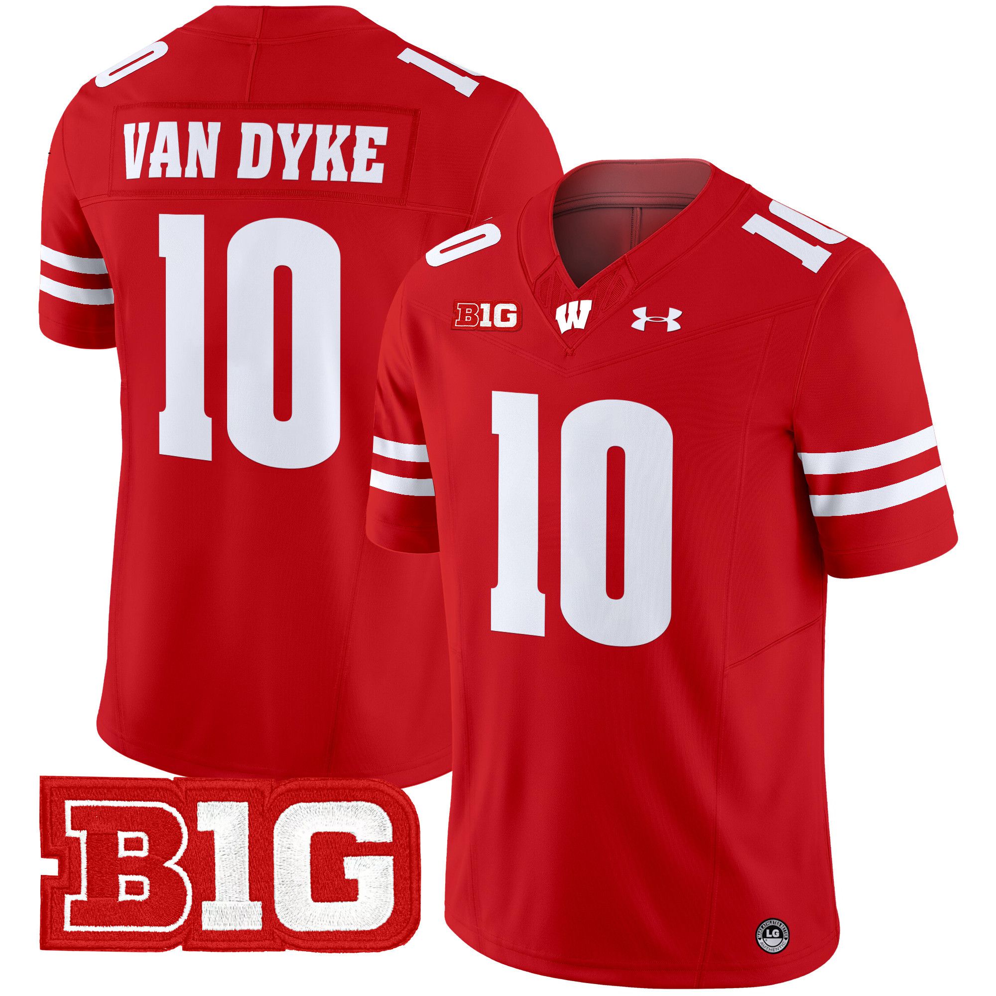 Men Wisconsin Badgers #10 Van dyke Red 2024 Vapor Limited NCAA Jersey style 1->ncaa teams->NCAA Jersey